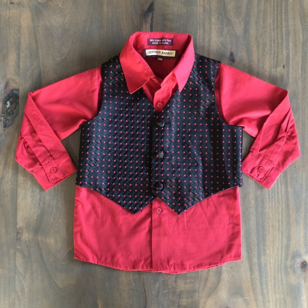 24m Jeffery Banks Button Up Shirt & Vest